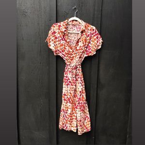 statement button down vintage orange abstract dot